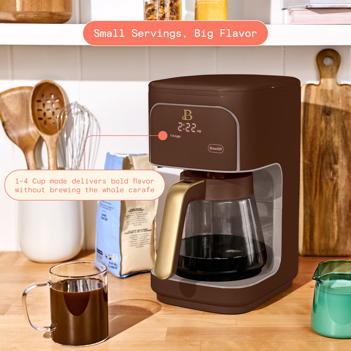 Beautiful 12 cup Programmable Coffee Maker, Thyme Green by Drew Barrymore