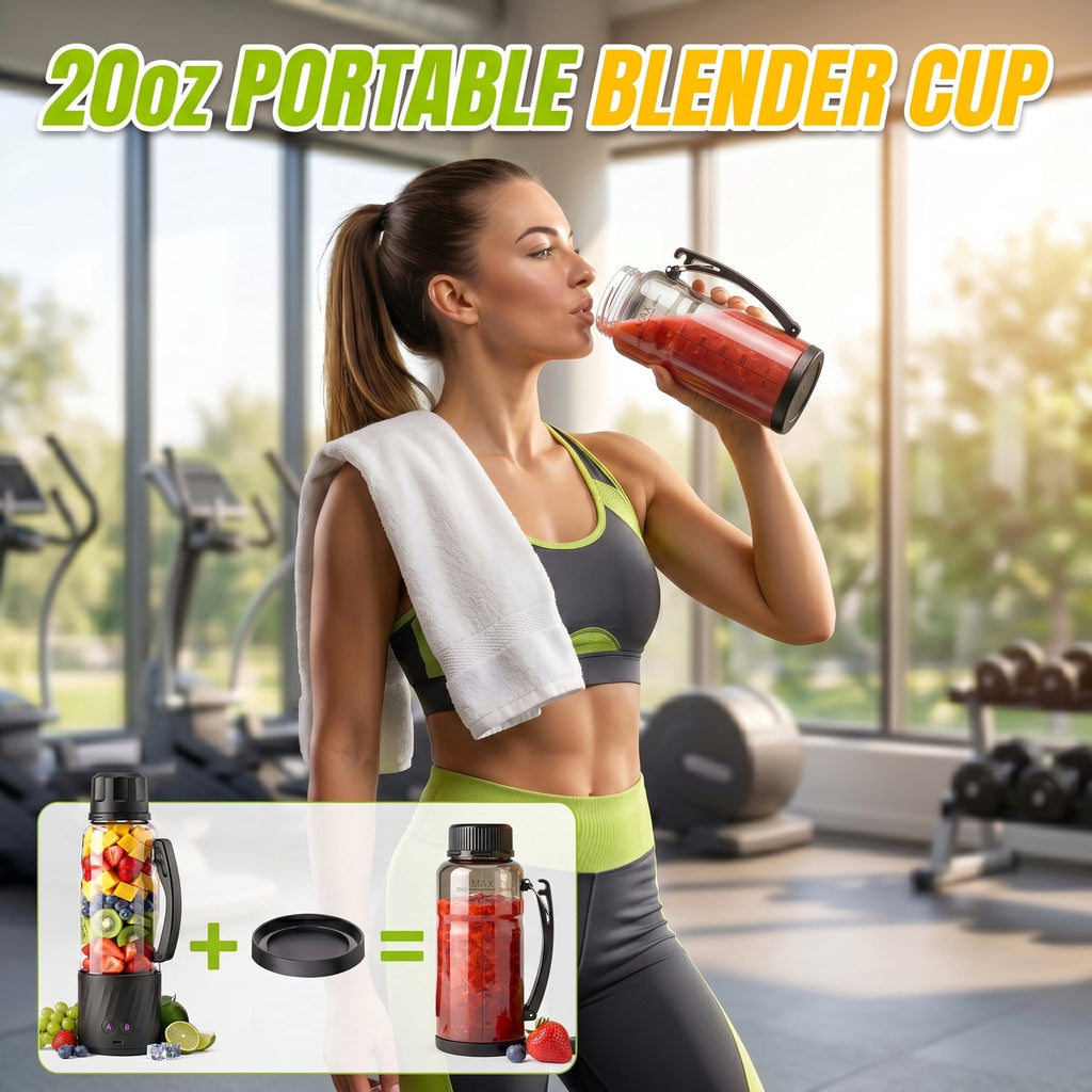 Suodoka 22oz Portable Blender for Shakes and Smoothies, BPA-Free Personal Juicer with Pulse Mode, 6-Leaf Blades & Nut Grinder Cup