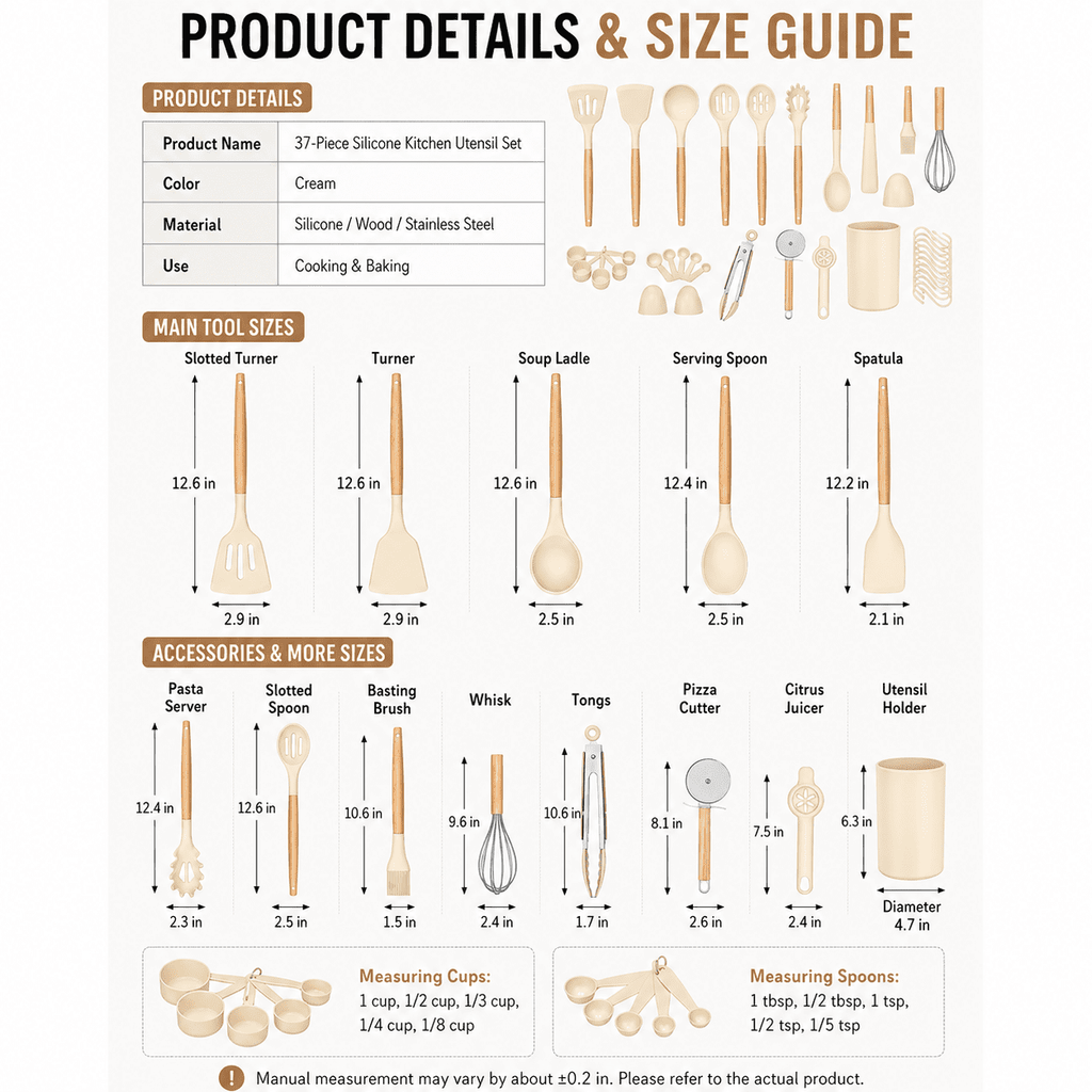 NULAS Kitchen Utensils Set, 37 pcs Non-Stick Silicone Cooking Kitchen Utensils Spatula Set with Holder,446℉ Heat Resistant,Wood Handle Kitchen Gadgets,Black