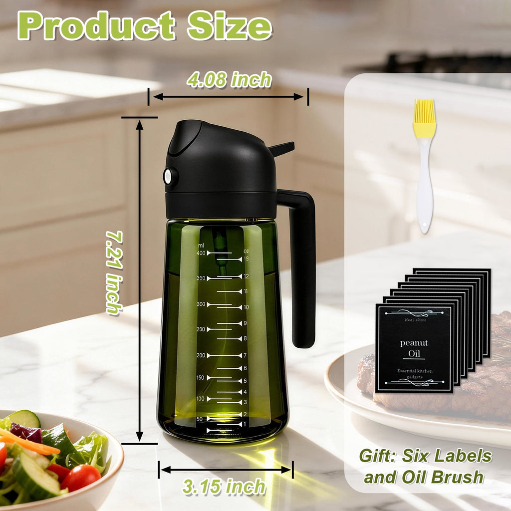 AGCAN Oil Sprayer for Cooking, 2 Pack Glass Olive Oil Sprayer Mister 220ml/7.4oz Glass Oil Dispenser for Air Fryer, BBQ, Baking, Salad
