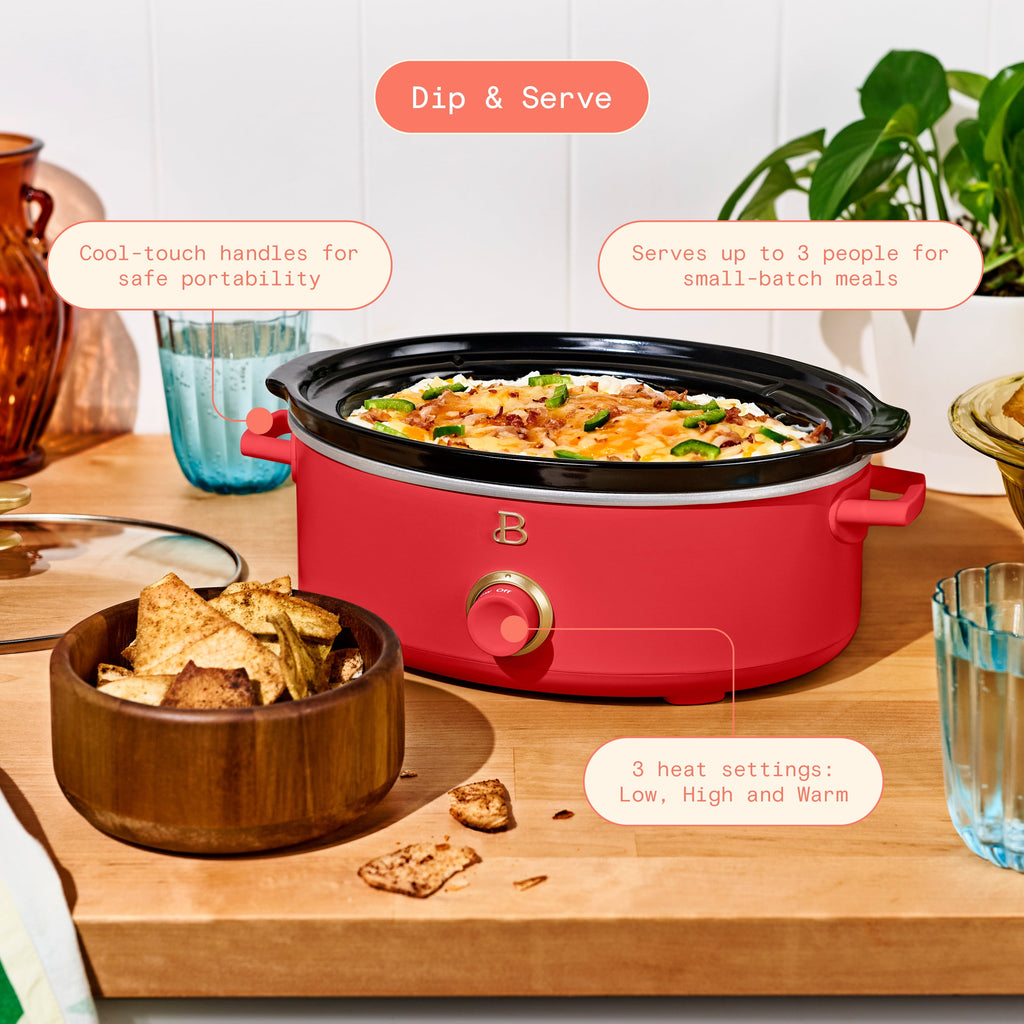 Beautiful 2.5 Qt Dip and Serve Manual Slow Cooker, Chocolate by Drew Barrymore