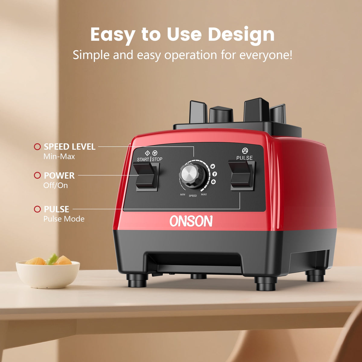 ONSON Smoothie Blender, 1800W High-Speed Countertop Blender, 70 Oz BPA-Free Jar for Shakes, Smoothies, Frozen Drinks & Ice Crushing