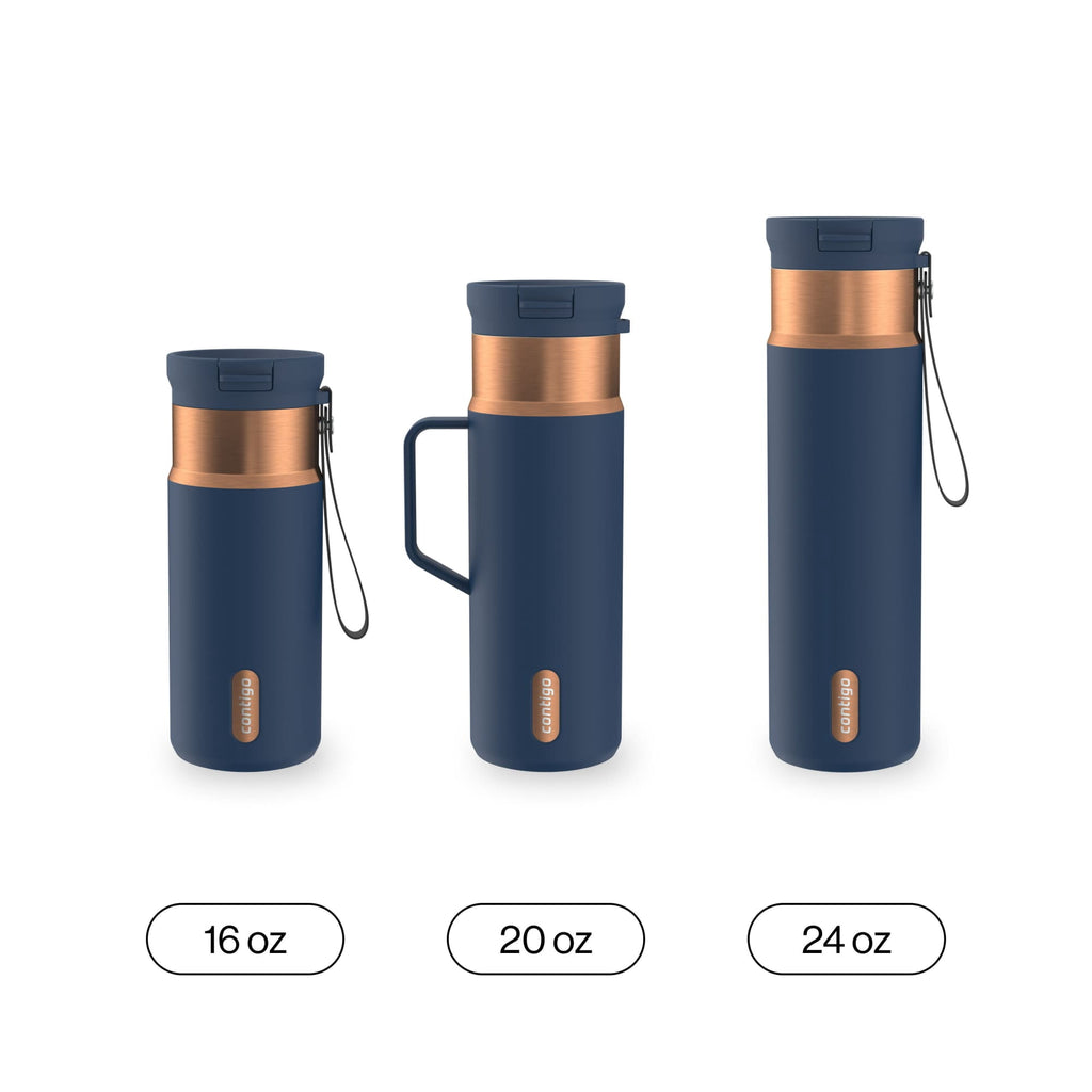 Contigo 24oz SnapSeal Insulated Stainless Steel Water Bottle with Straw, Licorice Black/Bronze