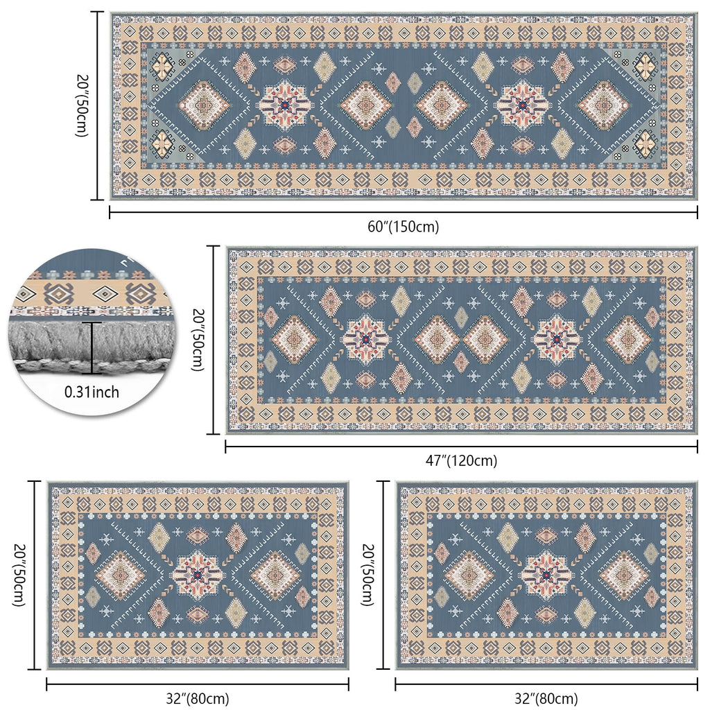 TECHVIDA Kitchen Rug Set 3 Piece,Non Slip Machine Washable Kitchen Mats, Farmhouse Hallway Doormat for Home Floor and Living Room,Gray