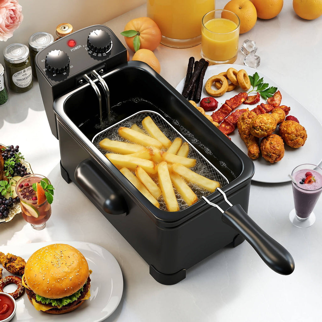 Costway Electric Deep Fryer 3.2 QT/12-Cup Stainless Steel 1700W with Frying Basket Silver