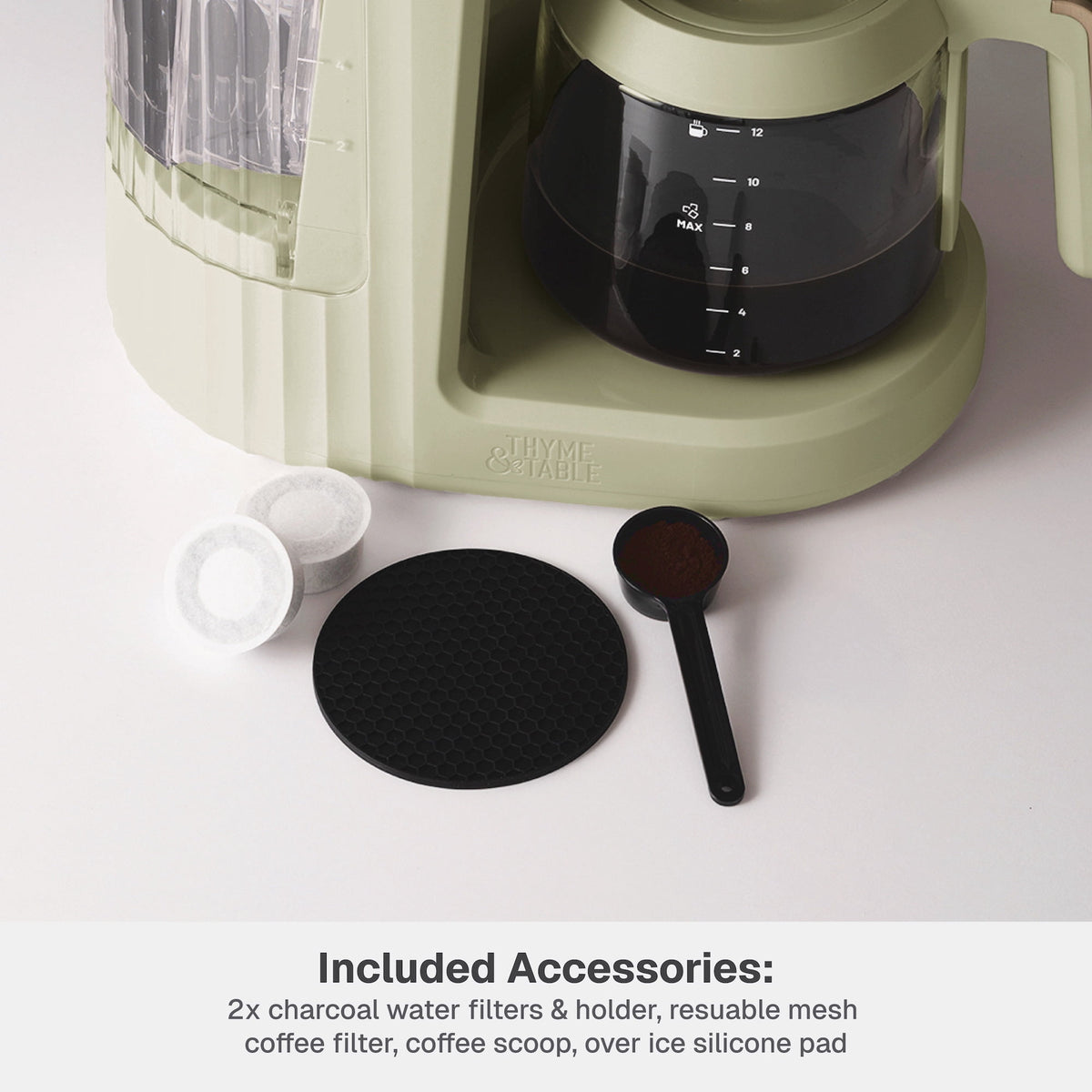 Thyme & Table 12-Cup Programmable Drip Coffee Maker, 60oz Water Reservoir, Atlantic Blue