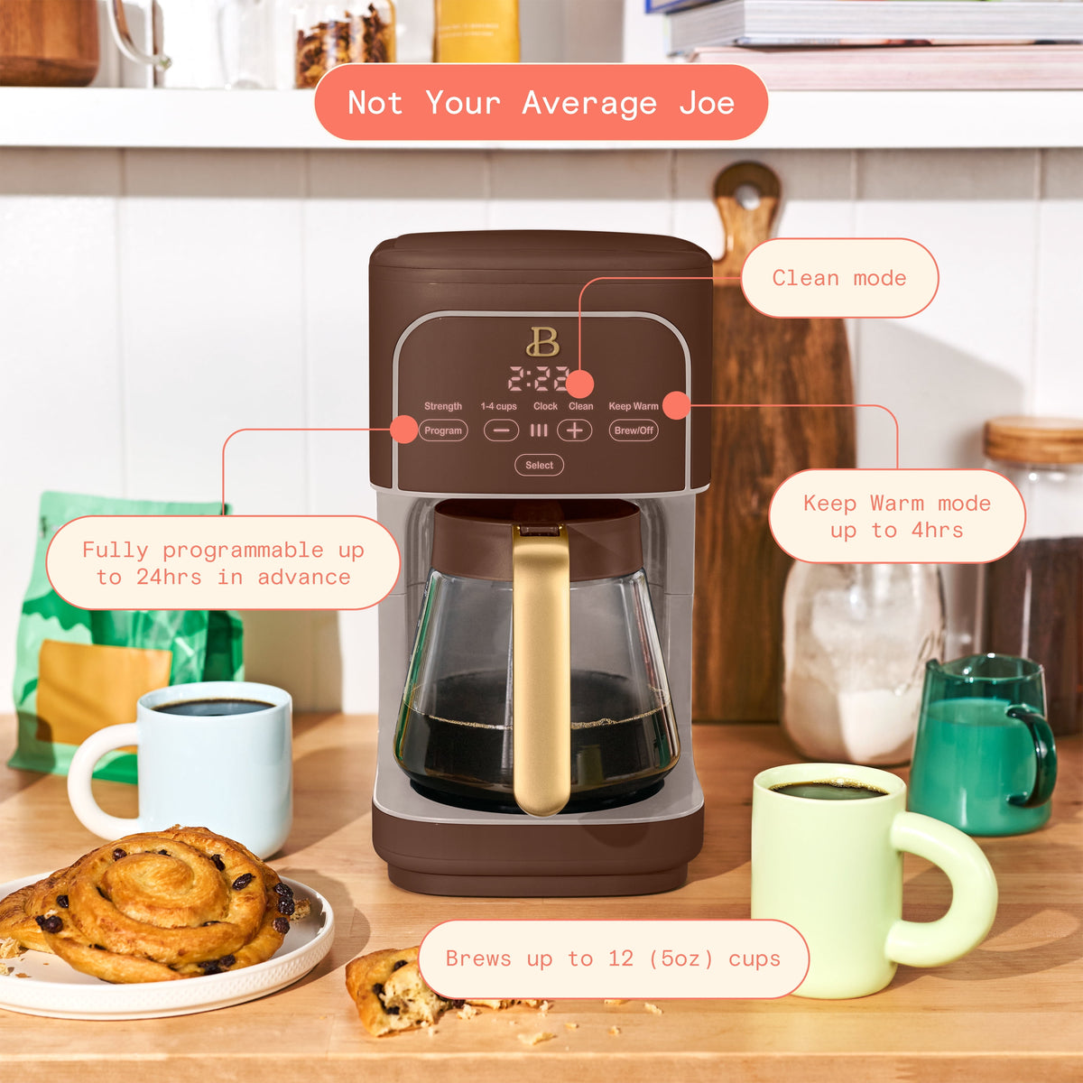 Beautiful 12 cup Programmable Coffee Maker, Thyme Green by Drew Barrymore