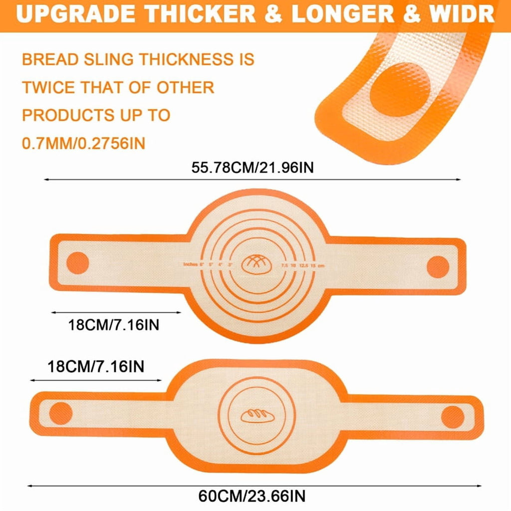 Luiisis 2 Pack Sourdough Bread Sling Set - Oval & Round Non-Stick Silicone Mat for Dutch Oven, Reusable with Long Handle for Easy Transfer