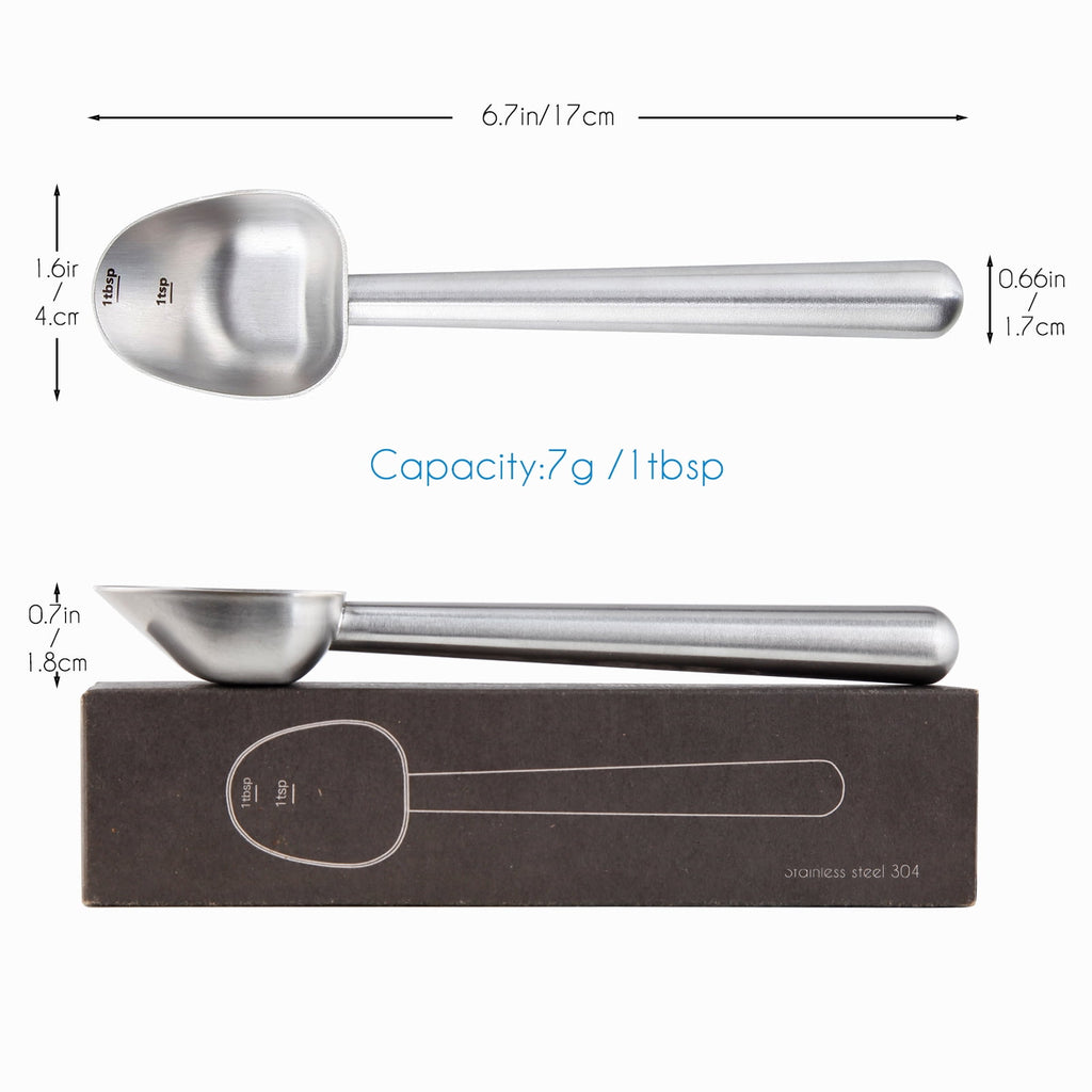 Easyworkz Stainless Steel Long Hollow Handle Coffee Scoop,7g Measuring Spoon for Ground Coffee and Loose Leaf Tea, Brass Gold