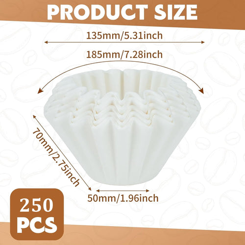 DTFMZOV 5 Cup Basket Coffee Filter, 250 Count Coffee Filters for 5 Cup Coffee Maker, Disposable Paper Coffee Filters for Mini Brew, White