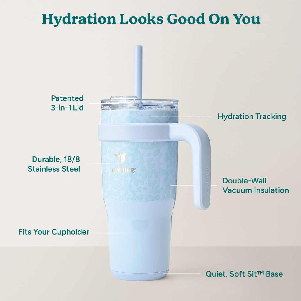 Reduce 24oz Cold1 Tumbler. Straw, Lid & Handle. Insulated Stainless Steel Travel Mug, Purple Daze