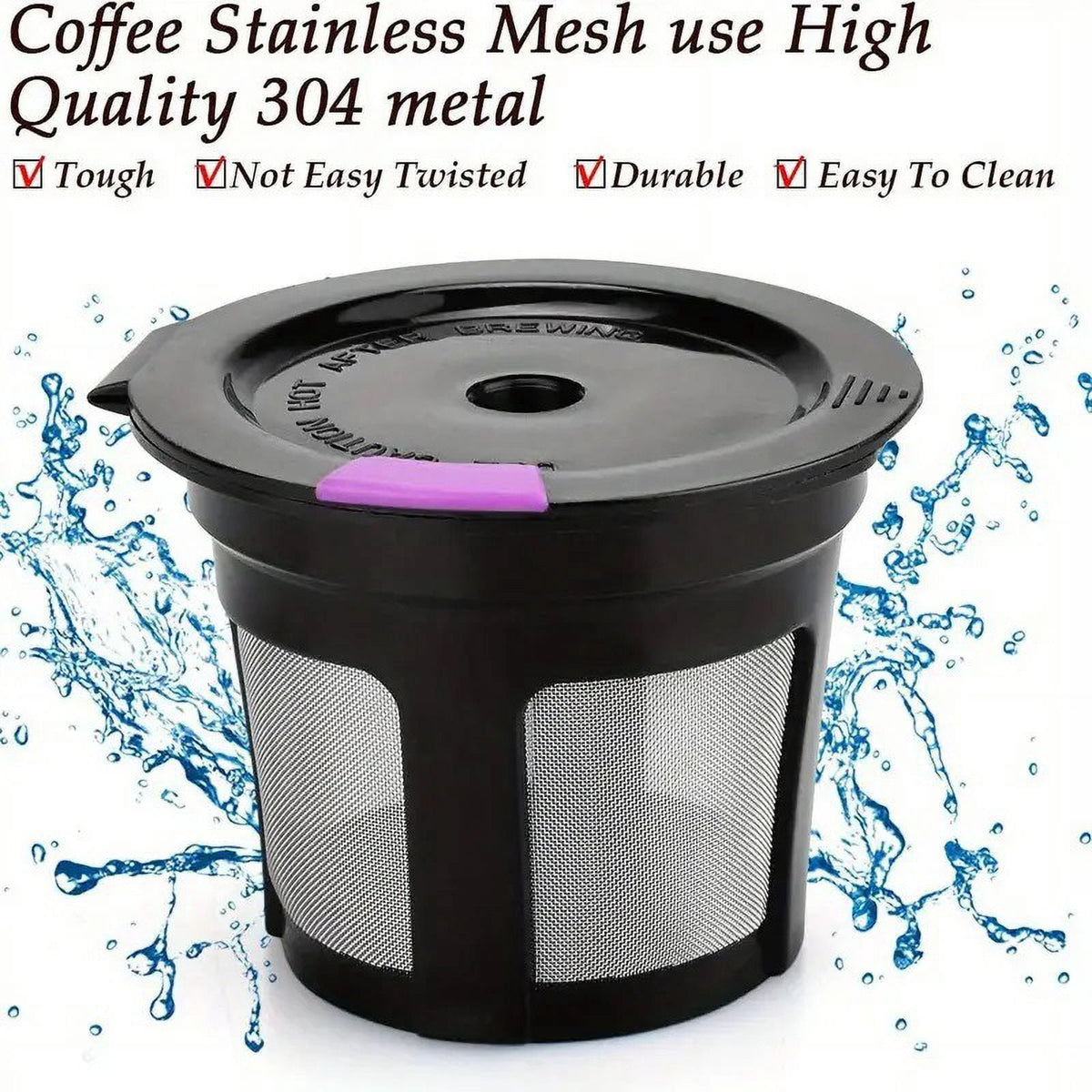 Reusable K Cups for Keurig, Universal Refillable Coffee Filters for Single Serve Coffee Maker, 4-Pack of Reusable Pods, Black