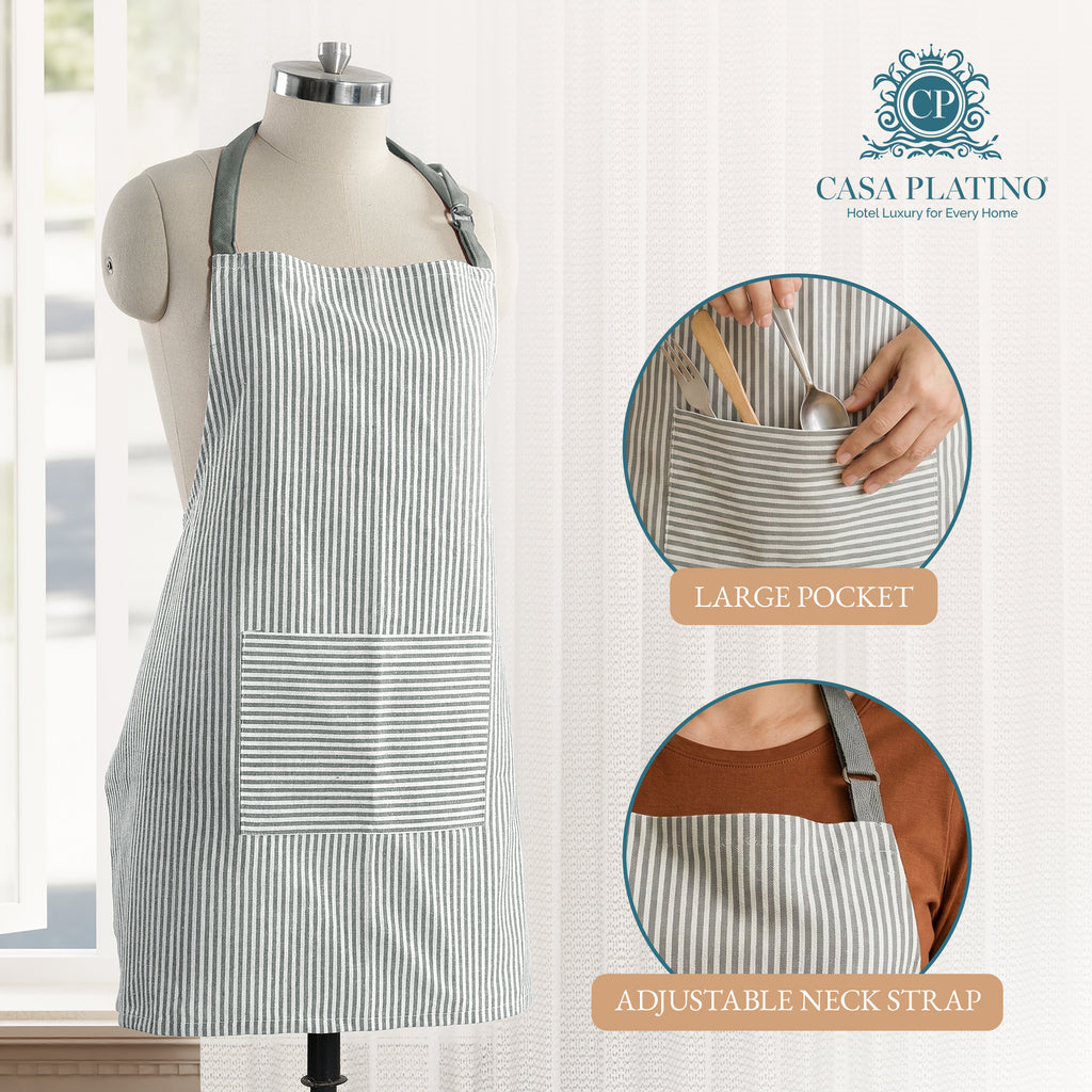 20 Piece Kitchen Towel Set - Cotton Dish Towels, Heat Resistant Kitchen Mittens and Pot Holder Set, Apron for Women with Pockets , Absorbent Dish Towels for Kitchen Drying - Olive