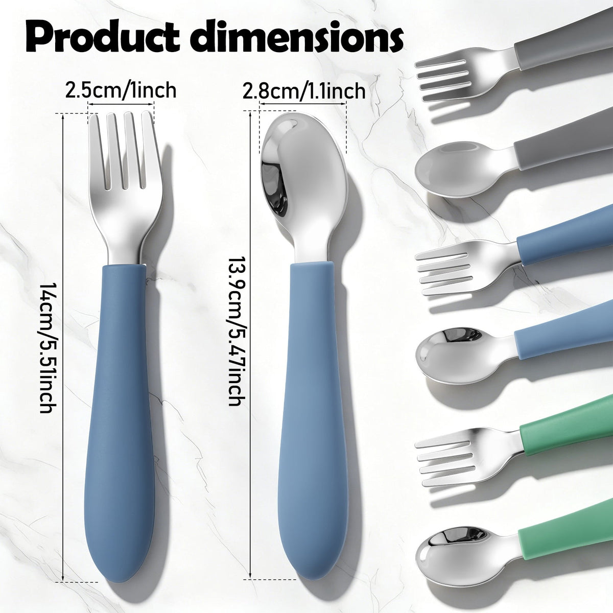 Jetcloudlive 10 Pieces Kids Silverware Set, Stainless Steel Toddler Utensils, Rainbow Kids Cutlery Set, Kids Forks and Spoons Includes 5 Forks, 5 Spoons