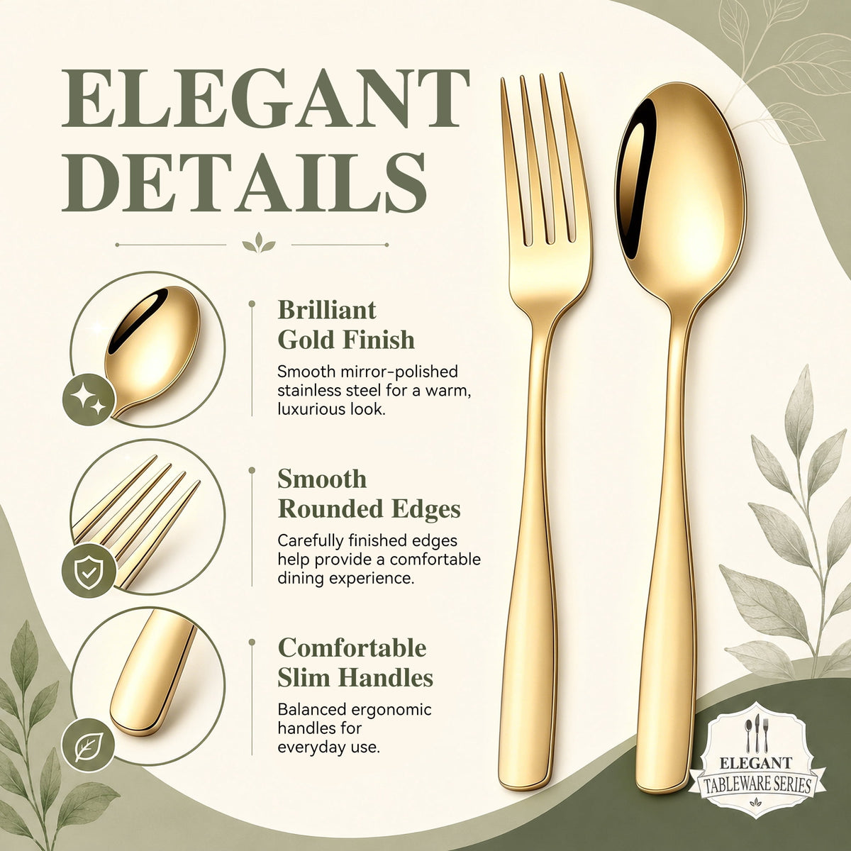 TINANA Silverware Sets, 30 PCS Flatware Set for 6, Premium Stainless Steel Cutlery Utensil Set Mirror Polished Forks and Spoons, Dishwasher Safe