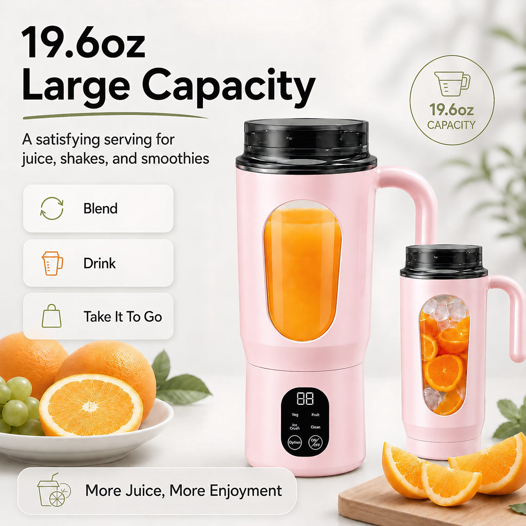 STARBIAO Portable Blender 19.6 oz Personal Juicer Cup, USB-C Rechargeable Mini Blender for Shakes & Smoothies, 12-Blade Stainless Steel, 4 Modes, Digital Display, Self-Cleaning, Beige