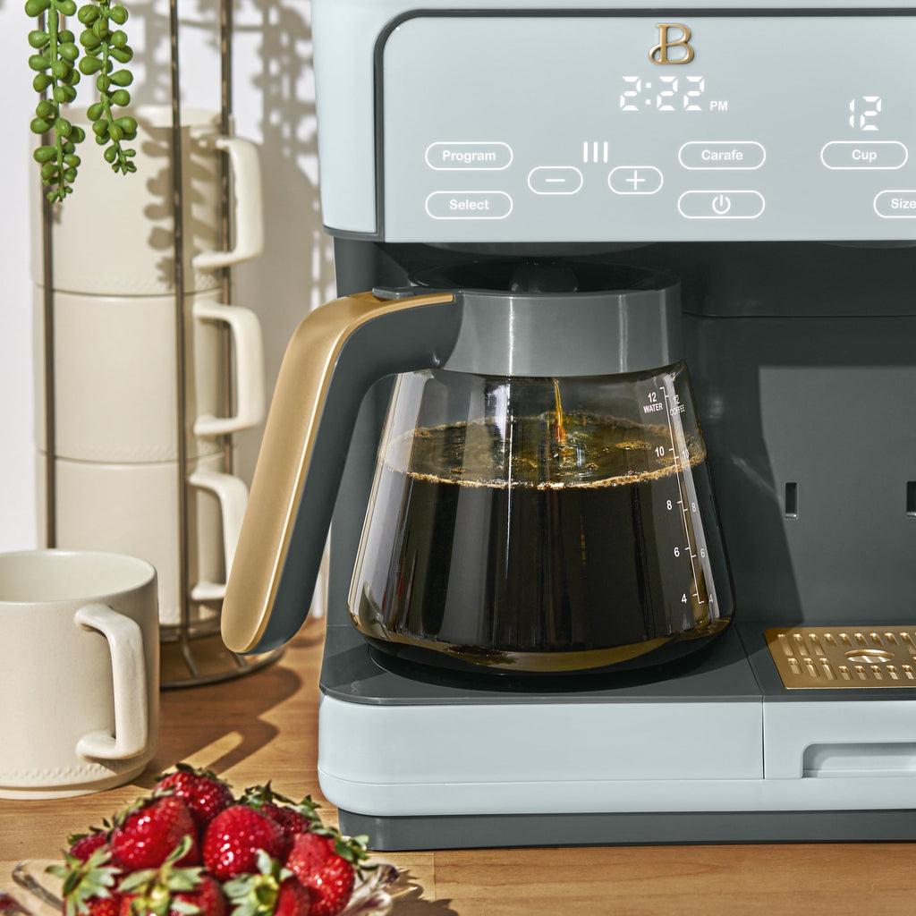 Beautiful by Drew Barrymore Multi-Brew 12-Cup Programmable Drip & Single-Serve Coffee Maker, White Icing