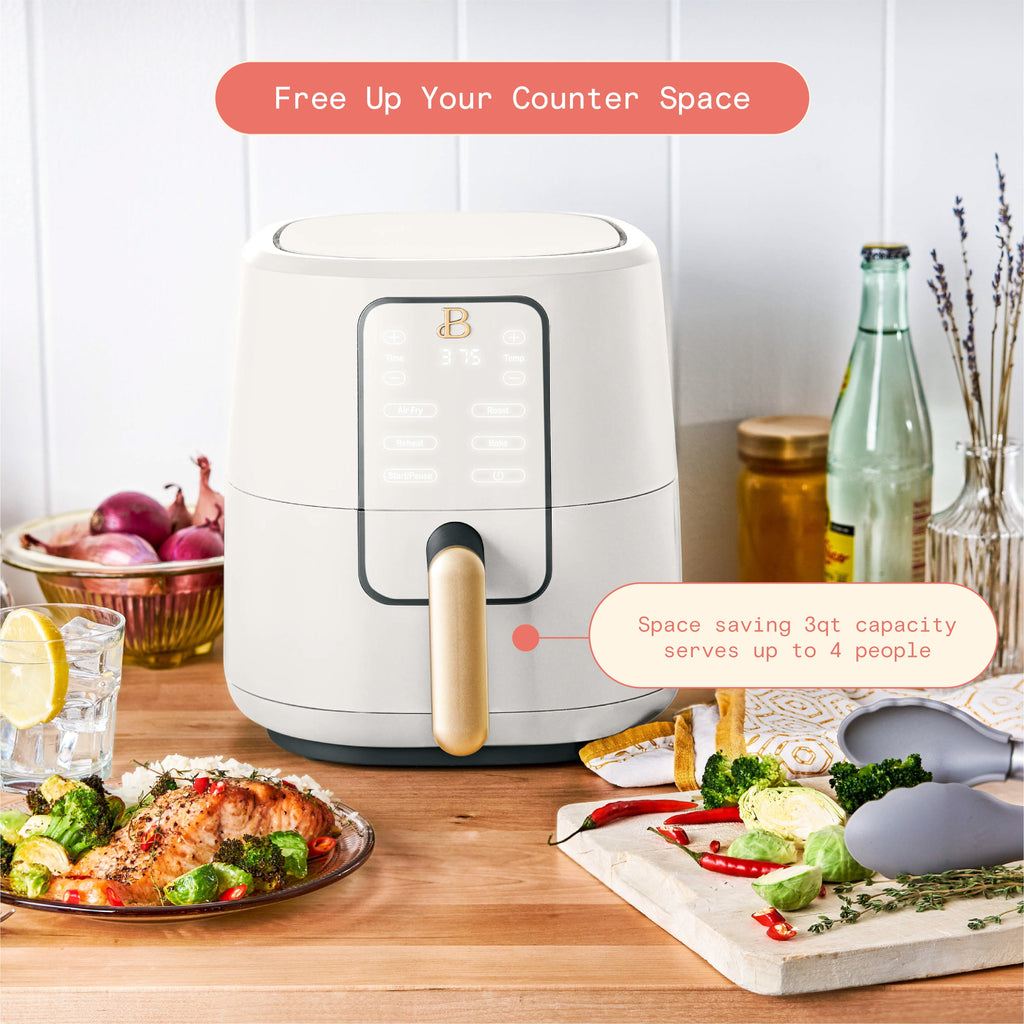 Beautiful 3 Qt Air Fryer with TurboCrisp Technology, EverGood Non-Toxic Ceramic Nonstick Coating, Chocolate by Drew Barrymore