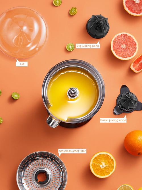 Electric Citrus Juicer, Orange Juicer Machine with 2 Size Cones, Stainless Steel Citrus Press Juicer for Orange Lemon
