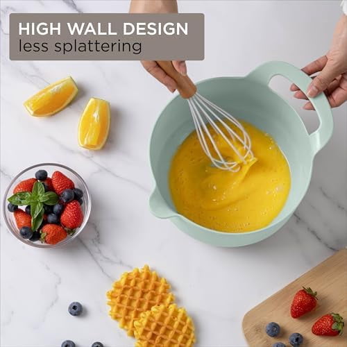 COOK WITH COLOR Mixing Bowls Set, 4-Piece Non-Slip Mixing Bowls with Pour Spouts & Handles, Black Speckled
