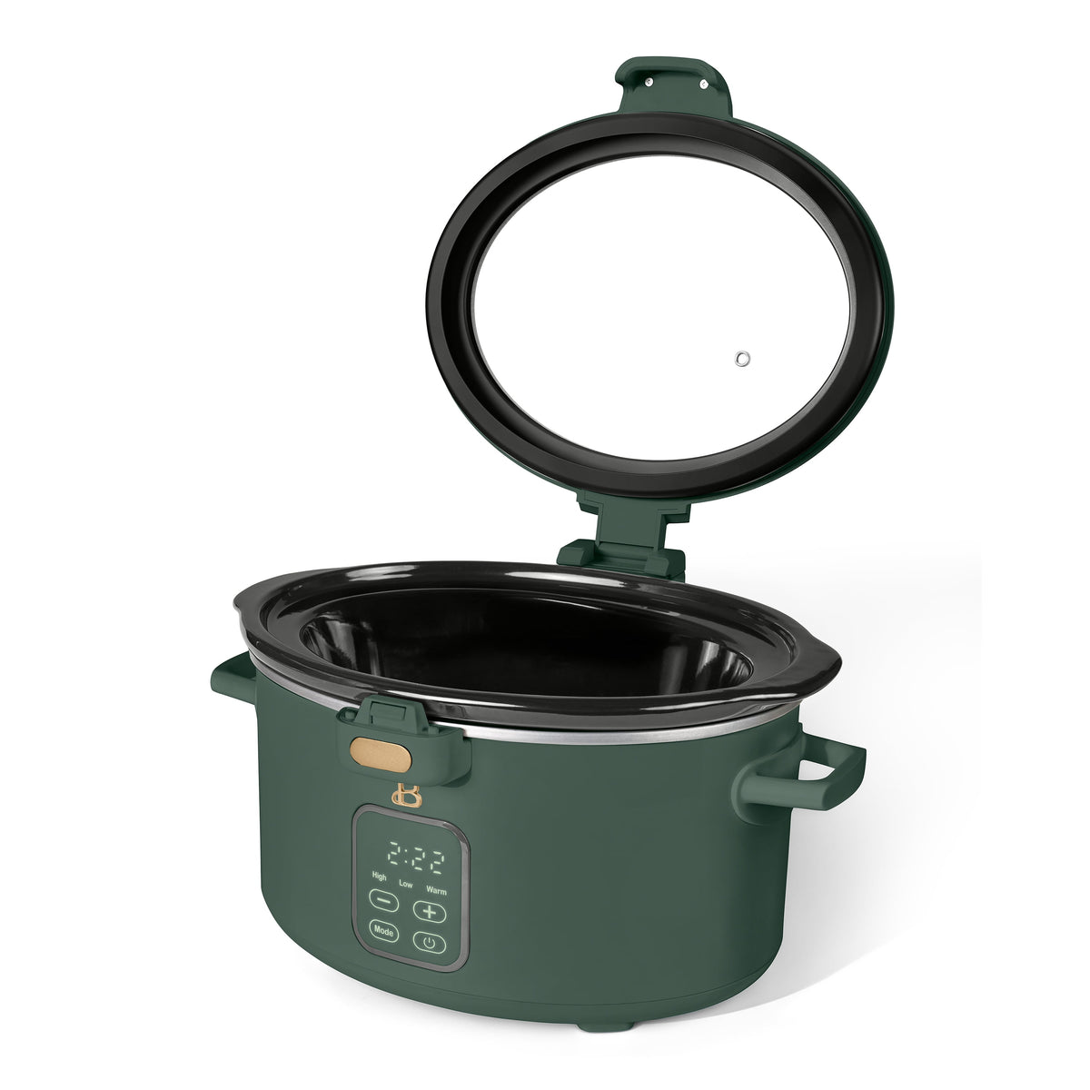 Beautiful 4 Qt Digital Slow Cooker with Hinged Locking Lid, Thyme Green by Drew Barrymore