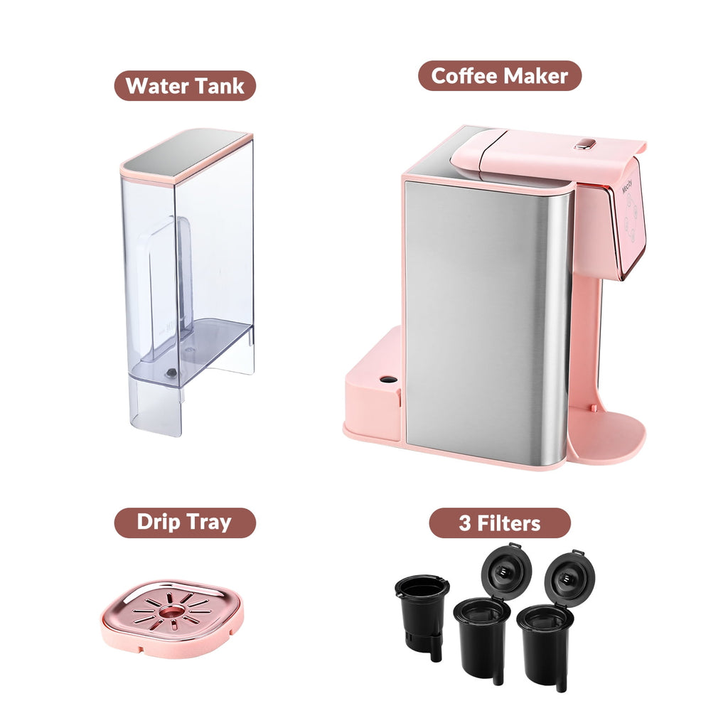 Mecity Coffee Maker 3 in 1 Single Serve Coffee Machine, Compatible with K cup Capsules, Instant Coffee Pot, Tea maker, 6,8,10 Oz Cup, Removable 50 Oz Water Reservoir, 120V 1150W, Black