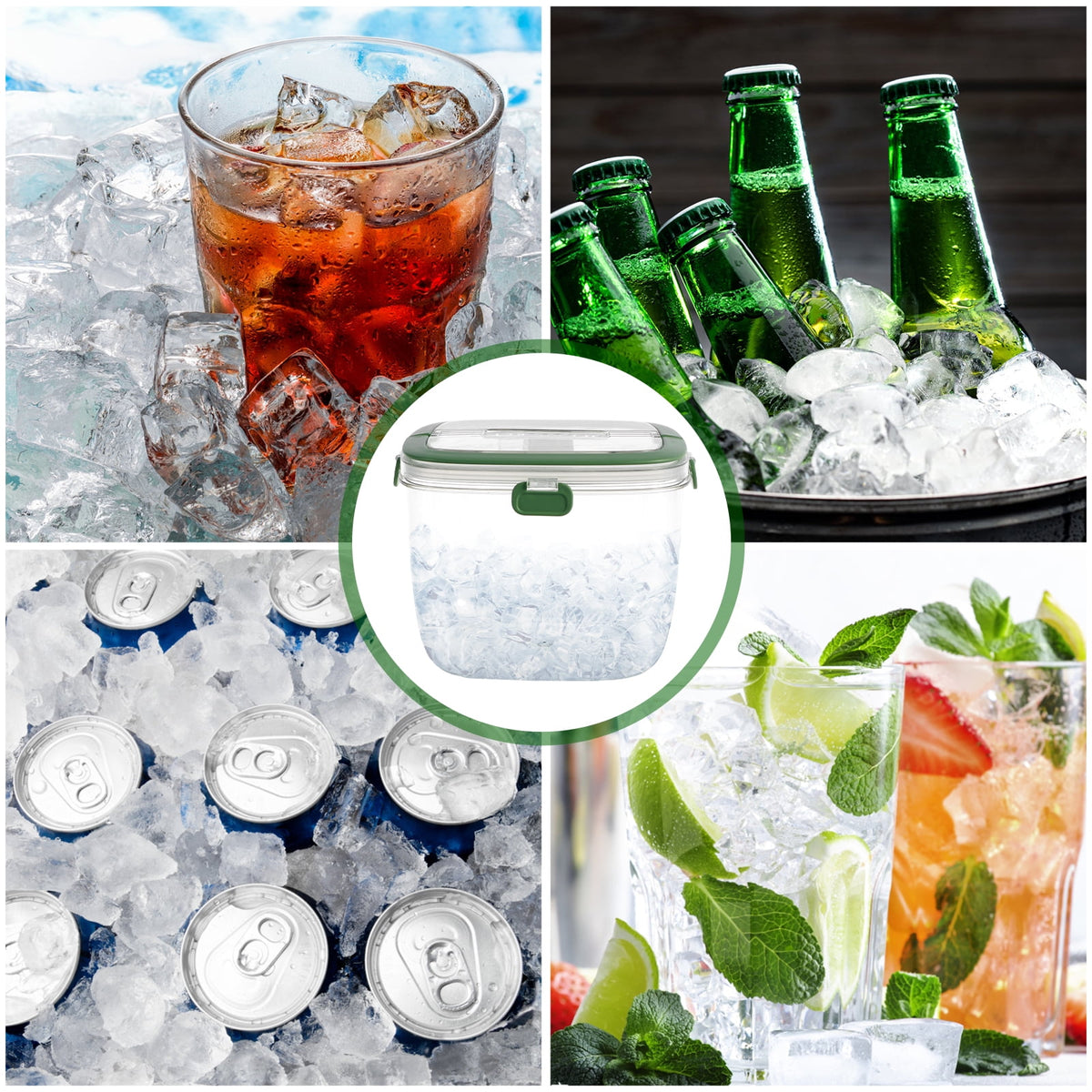 5.3 QT Ice Bucket with Lid and Tong Sealed Ice Bucket Container with Handle Ice Cube Bucket Portable Wine Bucket Multifunctional Ice Storage Bin for Cocktail Freezer Bar