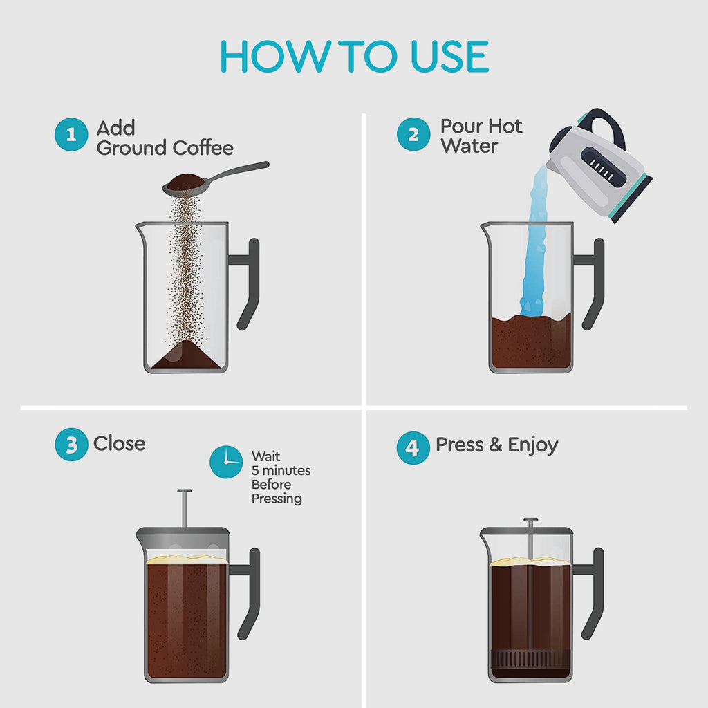 Belwares French Press Coffee Maker 50 oz, Stainless Steel French Press Coffee Press with Double Wall Filtration