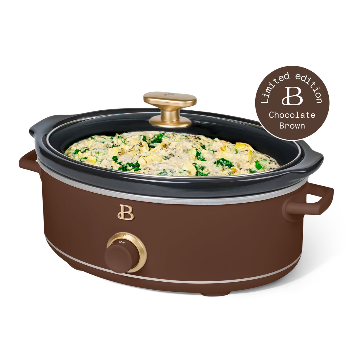 Beautiful 2.5 Qt Dip and Serve Manual Slow Cooker, Chocolate by Drew Barrymore