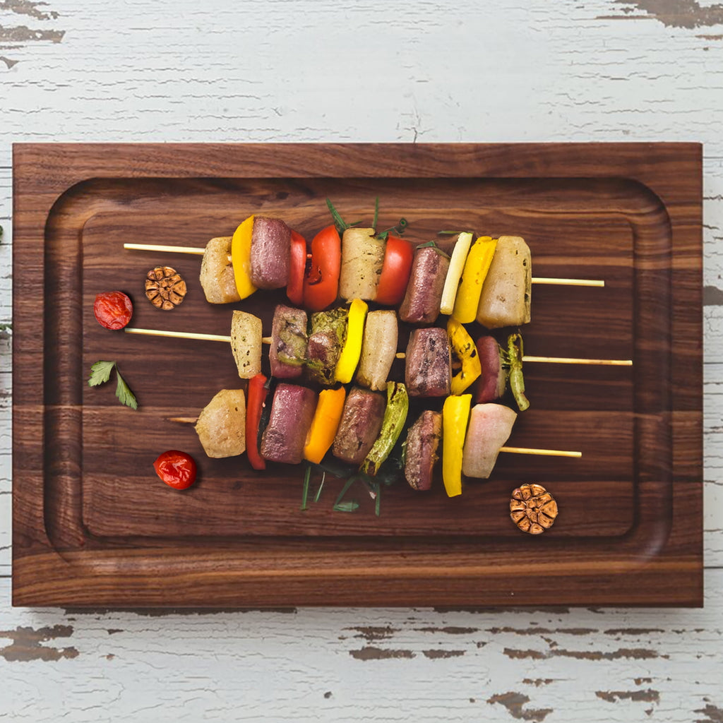 John Boos BBQ Collection Reversible Wood Cutting Board,Juice Groove, Walnut