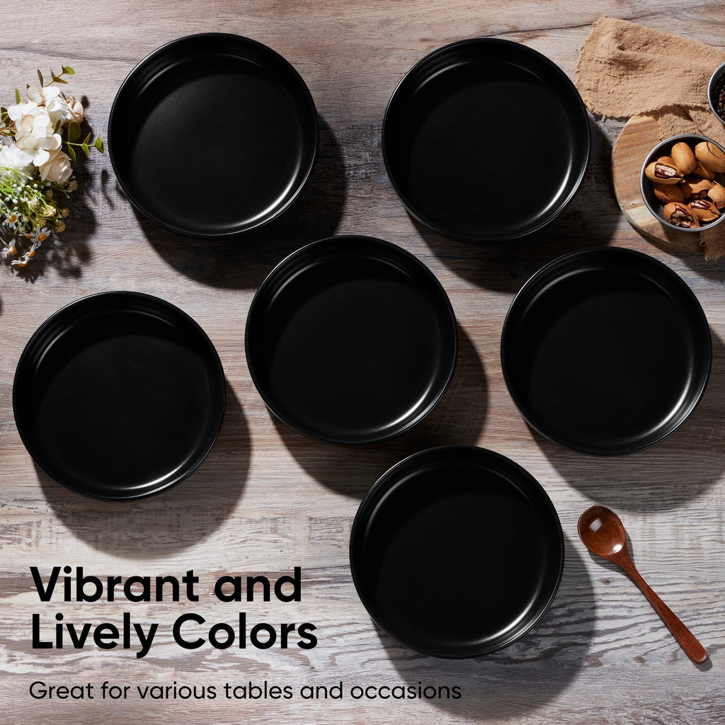 Vesteel Pasta Bowls Set of 6, 32oz Large Salad Bowl for Home Kitchen, Ceramic Serving Plates for Soup, Cereal, Fruits, Microwave & Dishwasher Safe, Speckled White