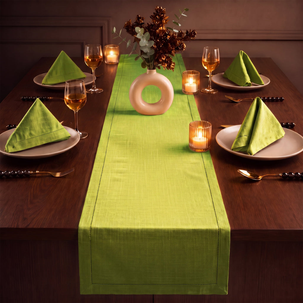 Fingercraft Table Runners, Cotton Dinner Table Centerpiece with Beautiful Premium Lace, Home and Dining Aqua-90