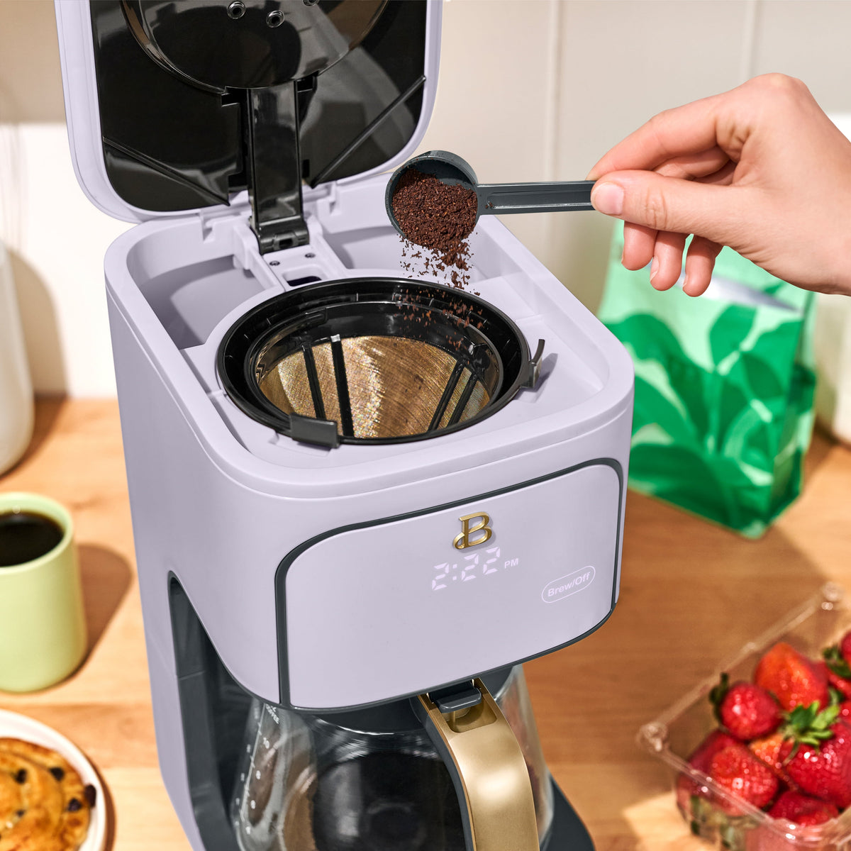 Beautiful 12 cup Programmable Coffee Maker, Thyme Green by Drew Barrymore