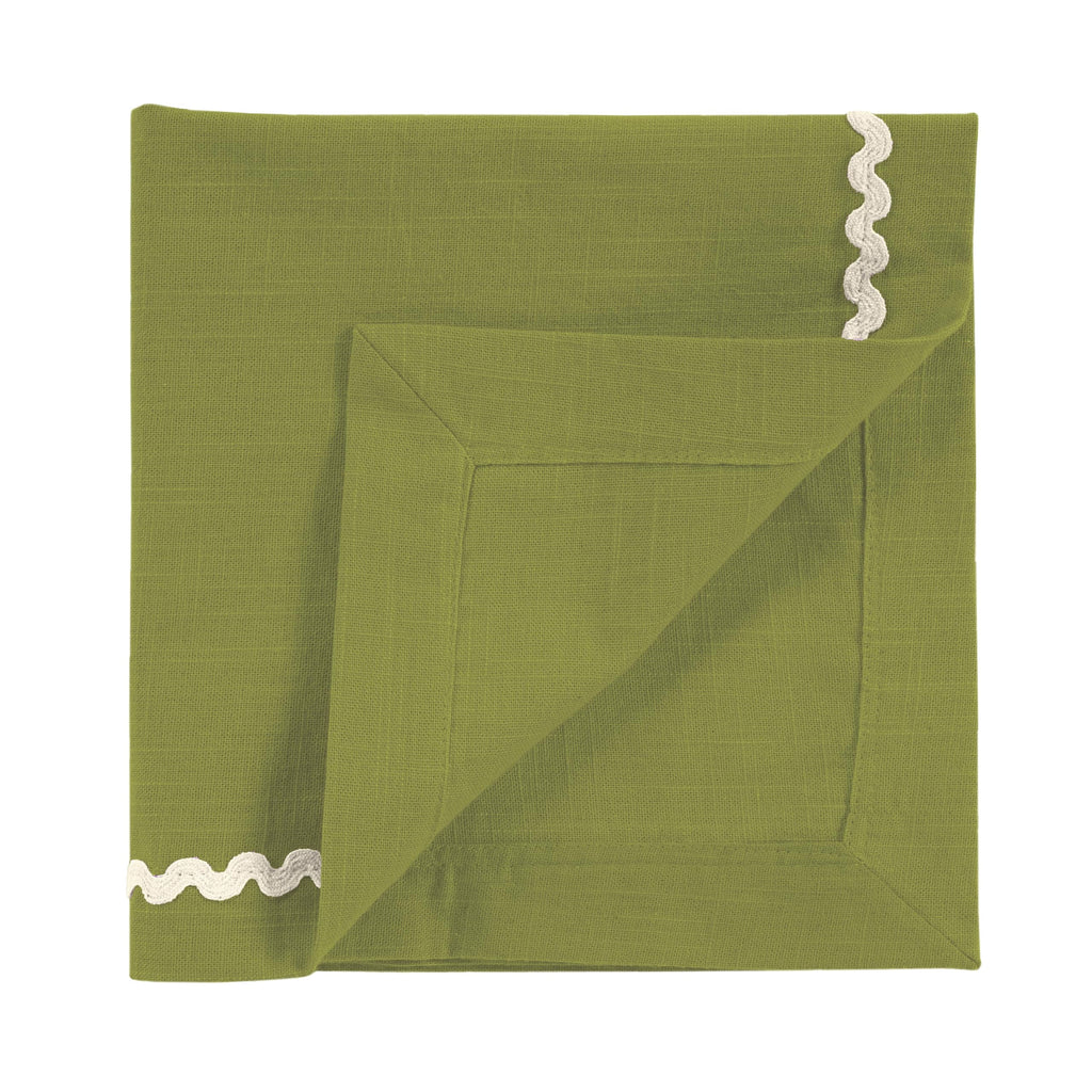 Fingercraft Cloth Napkin, Soft Quality Cotton Linen Blend Fabric, Dinner Napkins with Premium White Lace, 6 Pack, 20”x20” Aqua