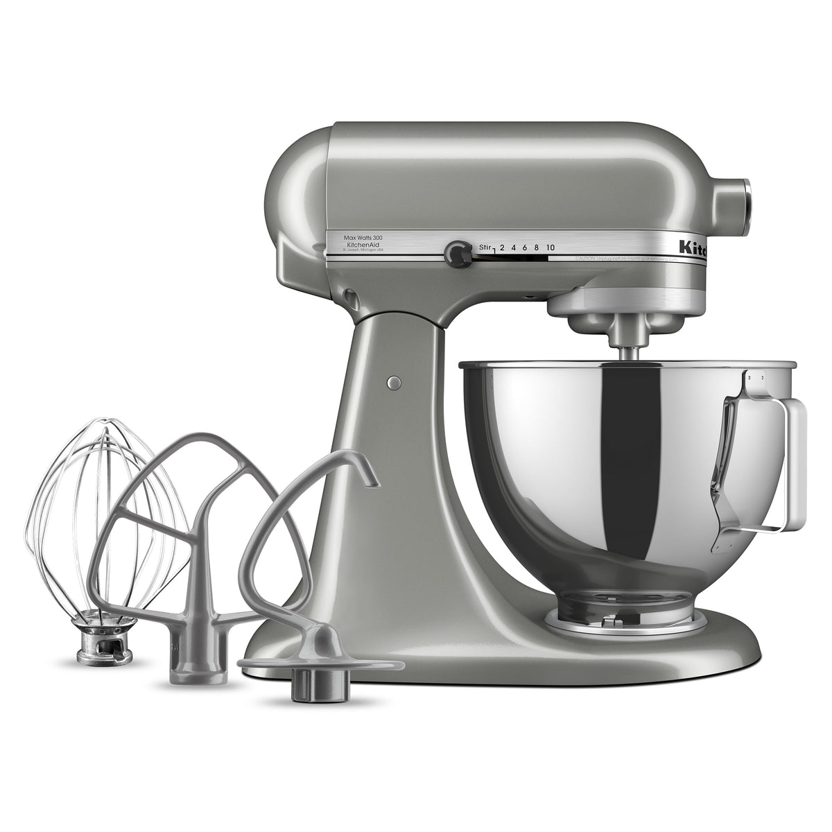 KitchenAid Deluxe Series 4.5 Quart Tilt-Head Stand Mixer with Stainless Bowl, Contour Silver, KSM97CU