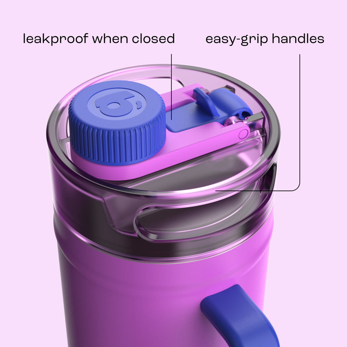 Bubba 52oz DualSip Insulated Stainless Steel Water Keg with Built-In Straw and Drink Opening and Side Handle, Moodbooster Purple/Blue