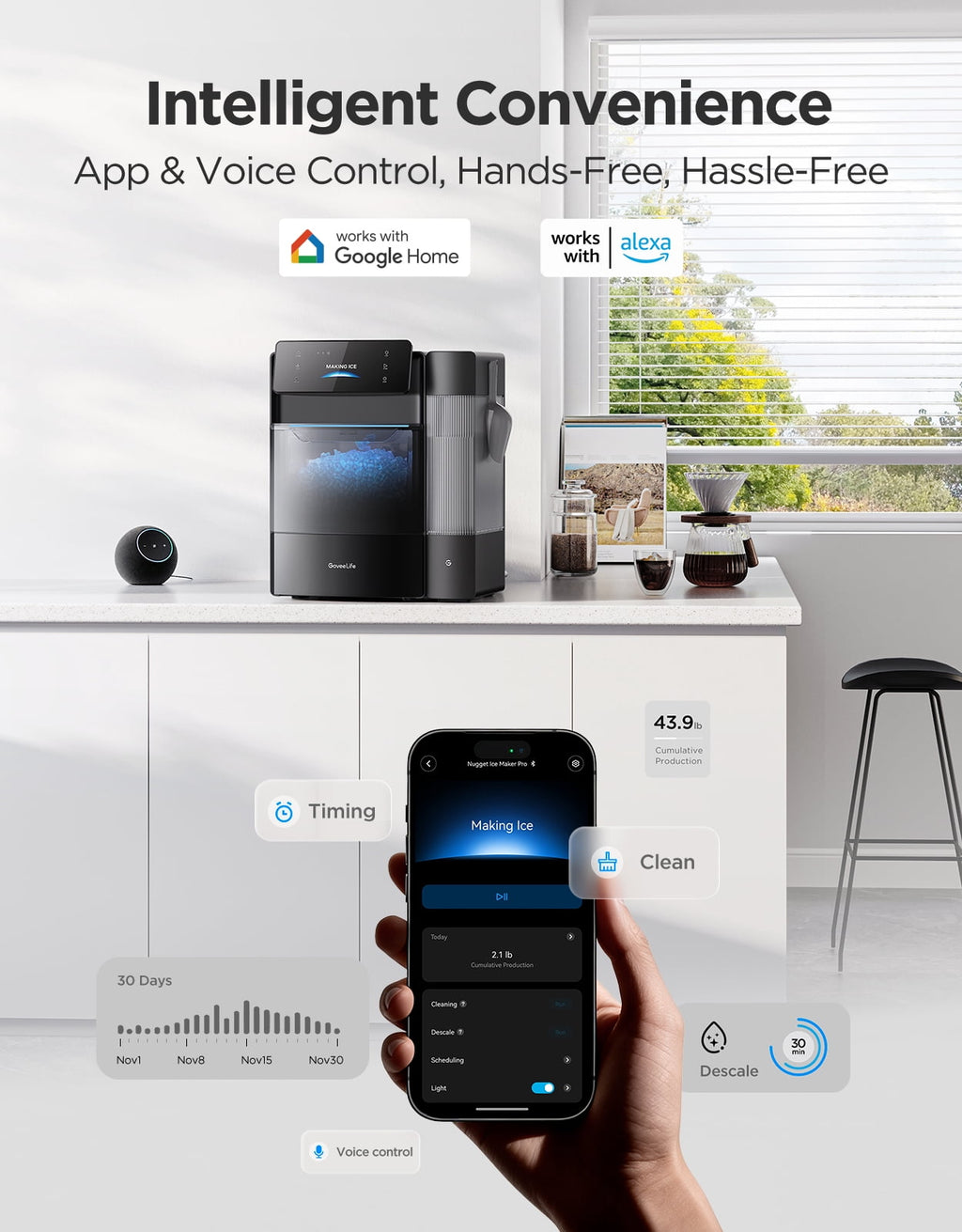 Govee Smart Nugget Ice Maker Pro - 60 lb Ice Nuggets