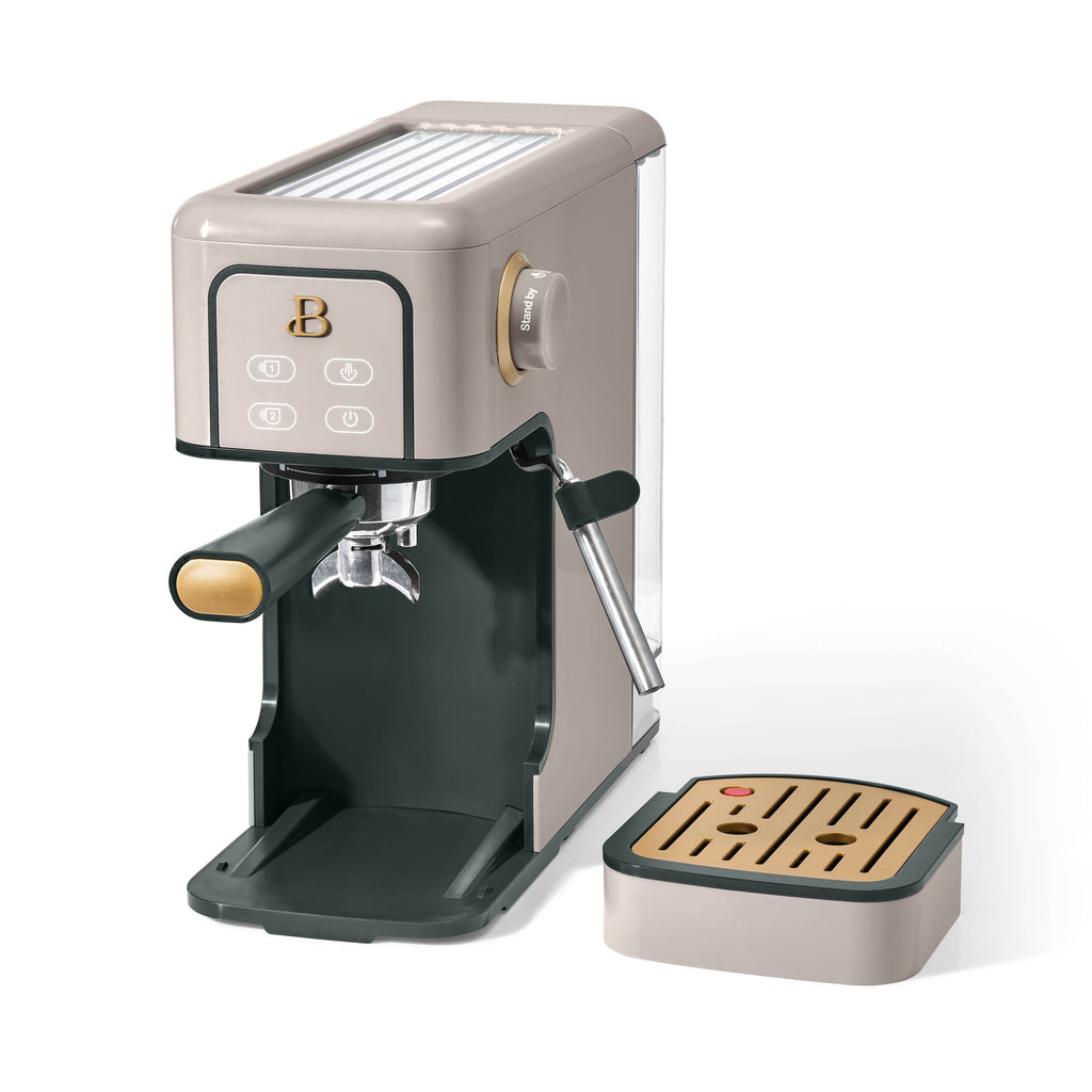 Beautiful by Drew Barrymore Slim Espresso Machine, 20-Bar Pressure, Black Sesame