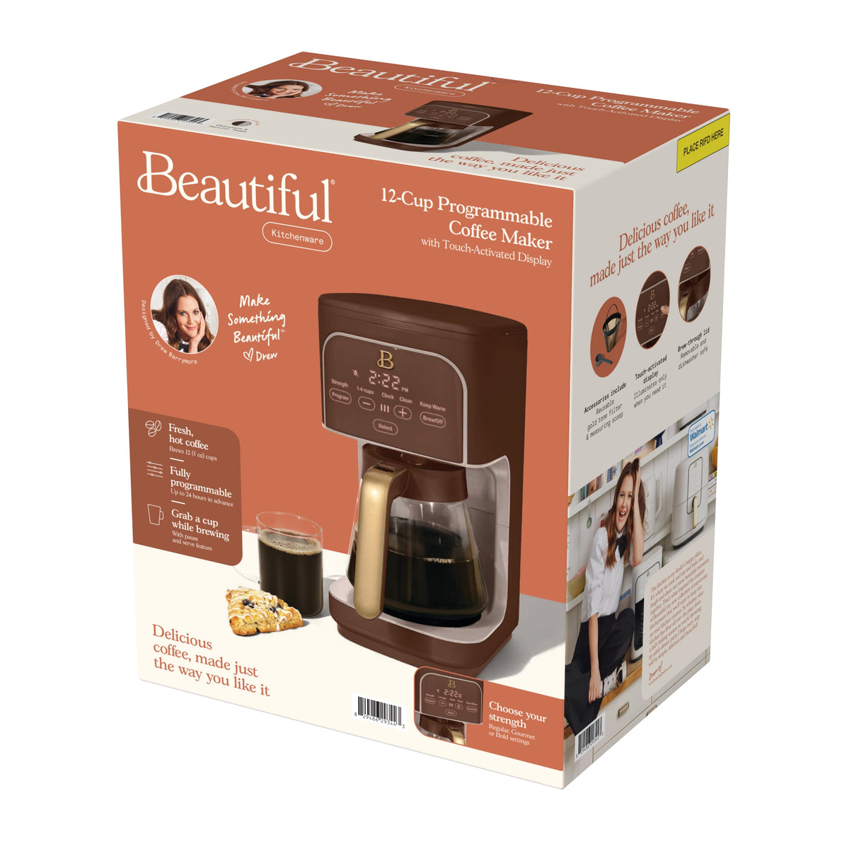 Beautiful 12 cup Programmable Coffee Maker, Thyme Green by Drew Barrymore