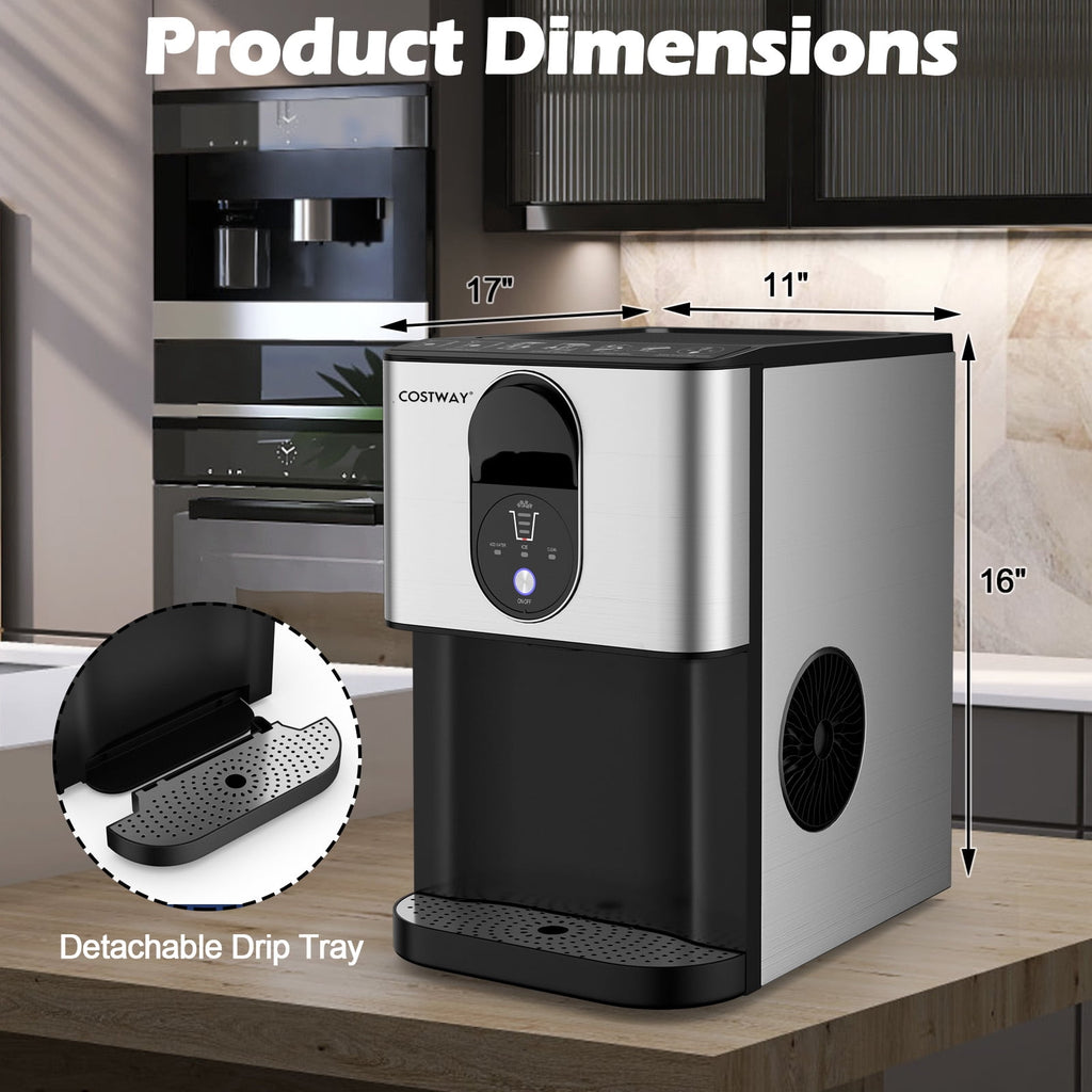 Costway 56 lbs/24 H Pepple Chewable Countertop Ice Maker with Self-Cleaning System