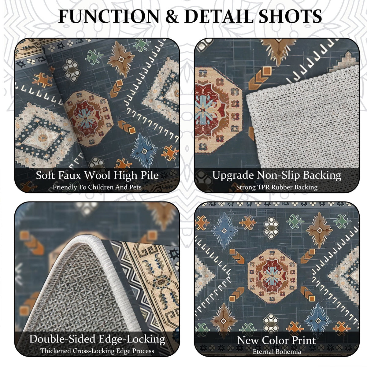 TECHVIDA Kitchen Rug Set 3 Piece,Non Slip Machine Washable Kitchen Mats, Farmhouse Hallway Doormat for Home Floor and Living Room,Gray