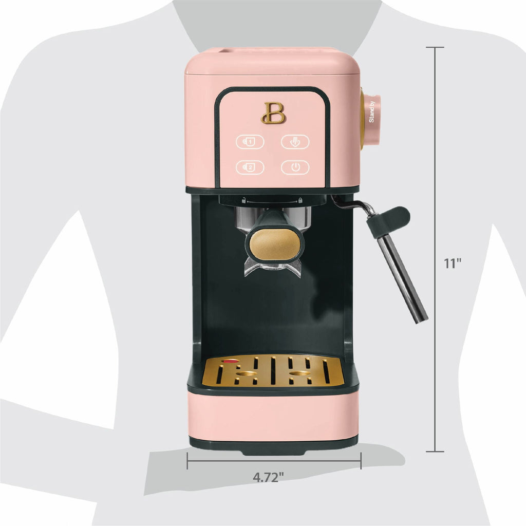 Beautiful by Drew Barrymore Slim Espresso Machine, 20-Bar Pressure, Black Sesame