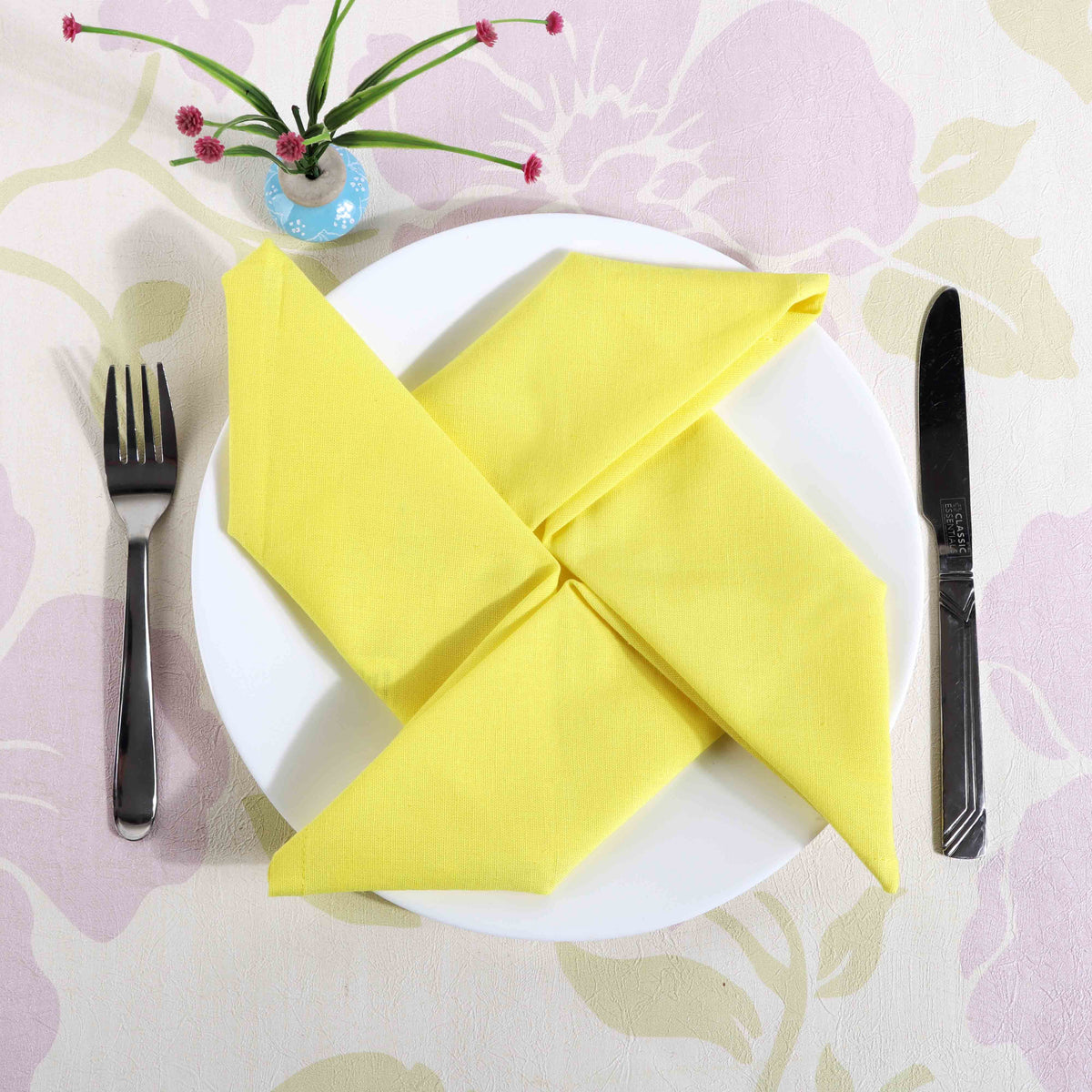 Fingercraft Cloth Napkin, Solid Color Cotton Linen Blend Table Napkins, Soft and Absorbent Fabric, Set of 12, Blush Pink