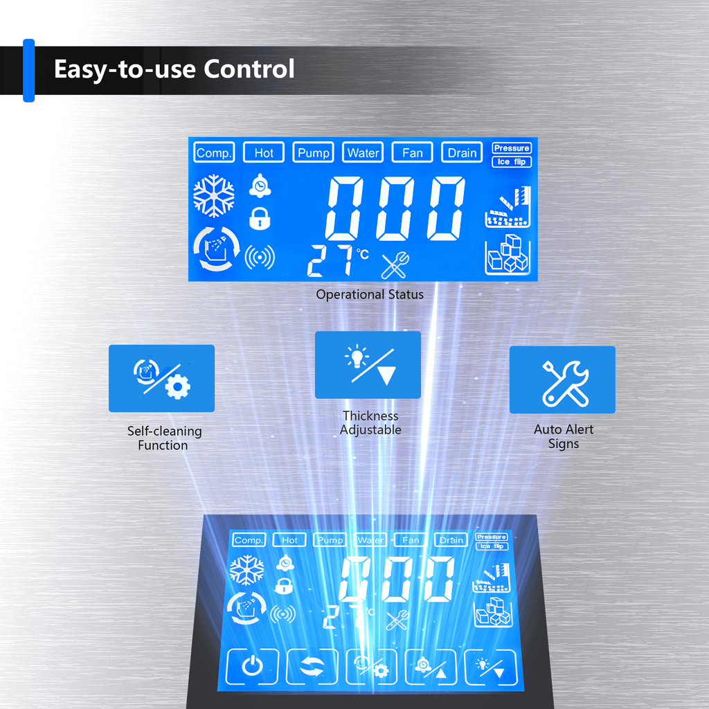 Coolake 360lbs Commercial Ice Machine, Stainless Steel Under Counter Ice Maker with 120lbs Storage, 115V