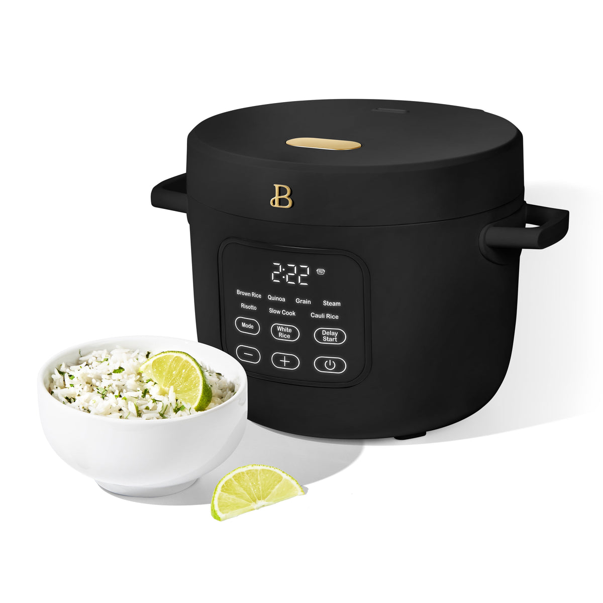 Beautiful 14-Cup Cooked, 6-Cups Uncooked Electric Rice and Grain Cooker, EverGood Ceramic Nonstick Coating, Thyme Green by Drew Barrymore