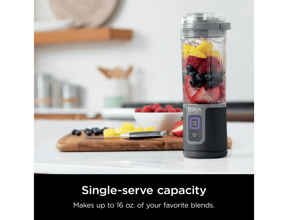 Restored Ninja Blast 16 oz. Personal Portable Blender with Leak Proof Lid & Easy Sip Spout, Perfect for Smoothies, Black, BC100BK (Refurbished)