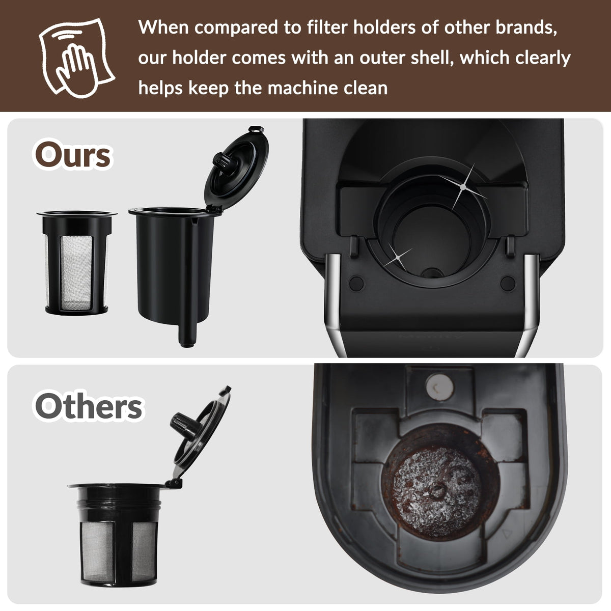 Mecity Compact Coffee Maker for Ground Coffee & Loose Tea - Single Serve, 6-12 Oz Brew, Black