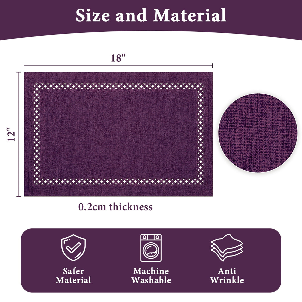 Placemats Set of 4, Yamaziot Double Layer Cloth Fabric Heat Resistant Place Mat, Washable Reversible Rectangle Dining Table Mats, Hollow Khaki, 12"x18"