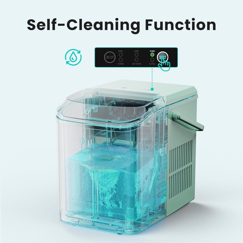 Simenmax Ice Maker Countertop – 26lbs Desktop ice maker with Handle for Home, Kitchen, Office, Outdoors, RV, Camping, White
