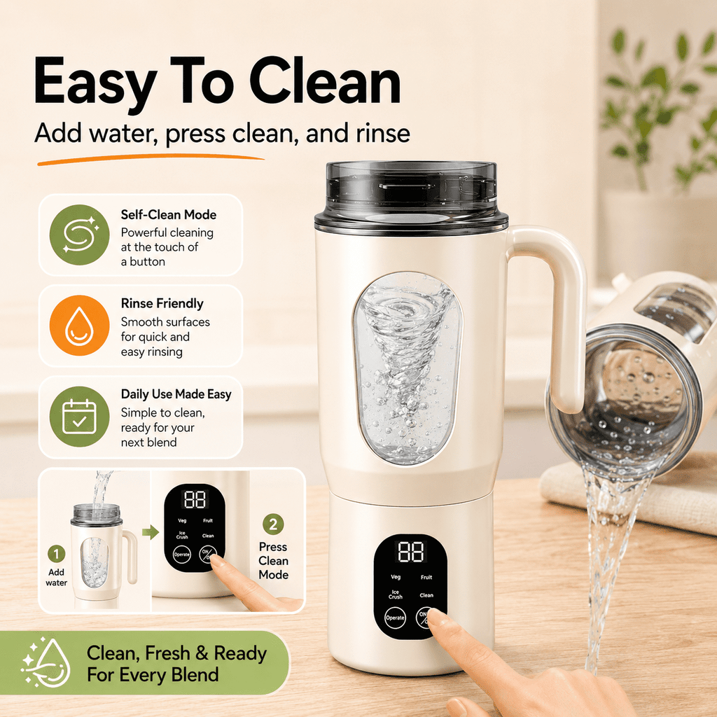 STARBIAO Portable Blender 19.6 oz Personal Juicer Cup, USB-C Rechargeable Mini Blender for Shakes & Smoothies, 12-Blade Stainless Steel, 4 Modes, Digital Display, Self-Cleaning, Beige